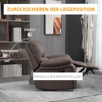 HOMCOM Fotel z Podnóżkiem do Relaksu, Obity Mikrofibrą w Wyglądzie Skóry, Konstrukcja Metalowa, Brązowy(m-4)