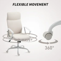 HOMCOM Fabric High Back Office Chair - Cream White(m-6)