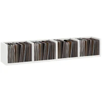 HOMCOM Wall Mount 84 CD / 56 DVD/Blu-ray/ Media Storage Rack 4 Cubes Wooden Shelf Organizer Unit Bookcase Display (White)(m-1)