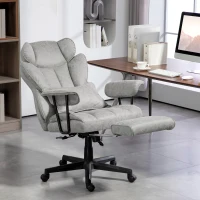 HOMCOM Executive Office Chair, Ergonomic Desk Chair with Foot Rest, Lumbar Support, Reclining Function and Wide Seat, Grey(m-2)