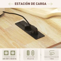 HOMCOM Isla de Cocina con Ruedas Toma de Corriente USB Tablero Plegable 2 Cajones Especiero y Toallero 119,5x74x94,5 cm Blanco(m-5)
