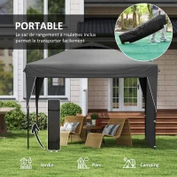 Outsunny Tonnelle tente barnum de jardin pliant avec paroi latérale amovible + sac de transport acier tissu Oxford(m-6)