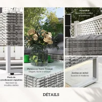 Outsunny Ensemble salon de jardin d'angle 4 places coussins déhoussables table basse coffre rangement acier époxy résine tressée(m-7)