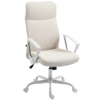 HOMCOM Fabric High Back Office Chair - Cream White(m-10)