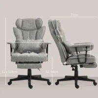 HOMCOM Executive Office Chair, Ergonomic Desk Chair with Foot Rest, Lumbar Support, Reclining Function and Wide Seat, Grey(m-3)