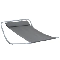 Outsunny Rocking Sun Lounger, Single Garden Lounger Sunbed with Headrest Pillows, Texteline Outdoor Rocking Chair Swing Hammock Daybed with Metal Frame for Patio, Terrace, 212 x 132 x 66 cm, Grey(m-1)