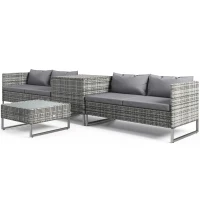 Outsunny Set de Gradina 4 Bucati cu 2 Canapele 2 Locuri, Masuta d(m-10)