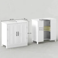 kleankin Armario de Baño Bajo Lavabo con Puerta Doble y Estante Ajustable Carga 20 kg 60x30x60 cm Blanco(m-3)