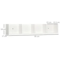 HOMCOM Mensola Porta CD da Parete in Legno MDF Bianco, per Soggiorno o Ufficio, Max 60 CD (10 kg), 95 x 17 x 18cm(m-3)