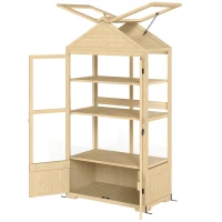 Outsunny Gewächshaus, mit Regal, Dachfenster, verriegelbare Tür, Acryl, Holzrahmen, 100 x 56, 5x 178 cm(m-1)