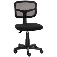 Vinsetto Small Office Chair without Arms, Ergonomic Swivel Mesh Desk Chair with Curved Back and Wheels, Height Adjustable, for Home Vanity Computer Dressing Table Study Bedroom, Holds Up to 120 kg(m-11)