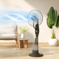 HOMCOM Ventilateur brumisateur 75 W 120 cm avec télécommande, minuterie, oscillation à 70°, tête inclinable, noir(m-2)