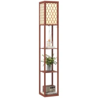 HOMCOM Three-Shelf Standing Lamp - Brown/White(m-10)