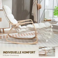 HOMCOM Wyściełany Bujany Fotel, Fotel Relaksacyjny z Podłokietnikami i Stalową Ramą, do Salonu, Sypialni, Kolor Kremowy(m-5)