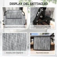 Outsunny Lettino da Giardino Pieghevole e Reclinabile con Tasca Laterale, 68x189x30 cm, Nero e Grigio(m-6)
