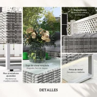 Outsunny Conjunto de 4 Muebles de Jardín de Ratán con 2 Sofás Dobles Mesa Central Mesa con Arcón Cojines Extraíbles para Terraza Exterior 132x69x64 cm Gris(m-7)