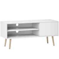 HOMCOM TV Stand up to 55 Inches, TV Unit with Open Shelves and Cable Holes - White(m-1)