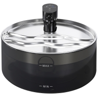 PawHut Katzenbrunnen 7L Trinkbrunnen für Katzen mit leiser Pumpe LED Aktivkohlefilter Edelstahl 30,6 x 30,6 x 17,2 cm