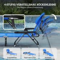 Outsunny Sonnenliege Gartenliegen Relaxliege, klappbar, wetterbeständig, 194 cm x 72 cm x 31 cm, Schwarz + Dunkelblau(m-5)