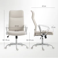 HOMCOM Fabric High Back Office Chair - Cream White(m-3)