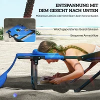 Outsunny Sonnenliege Gartenliegen Relaxliege, klappbar, wetterbeständig, 194 cm x 72 cm x 31 cm, Schwarz + Dunkelblau(m-4)