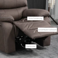 HOMCOM Fotel z Podnóżkiem do Relaksu, Obity Mikrofibrą w Wyglądzie Skóry, Konstrukcja Metalowa, Brązowy(m-6)