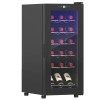 HOMCOM 18-Bottle Narrow Wine Fridge, with Lights - Black(m-11)