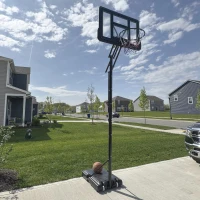 SPORTNOW Height Adjustable Basketball System, Freestanding Basketball Hoop and Stand w/ Wheels, 2.35-3.05m(m-9)