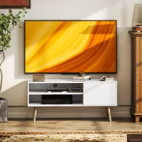 HOMCOM TV Stand up to 55 Inches, TV Unit with Open Shelves and Cable Holes - White(m-7)