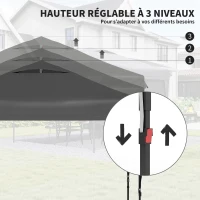 Outsunny Tonnelle tente barnum de jardin pliant avec paroi latérale amovible + sac de transport acier tissu Oxford(m-4)