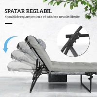 Outsunny Sezlong pliabil cu spatar inclinabil pe 4 nivele, Scaun(m-4)