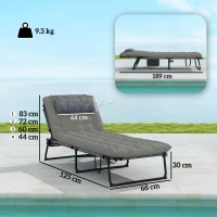 Outsunny Sezlong pliabil cu spatar inclinabil pe 4 nivele, Scaun(m-3)