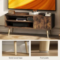 HOMCOM TV Stand up to 55 Inches, TV Unit with Open Shelves and Cable Holes - Brown(m-6)