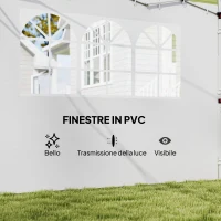 Outsunny Set 2 Pareti Laterali per Gazebo 3x3 m Pieghevoli in tessuto Oxford con Finestre, 295x200 cm, Bianco(m-6)