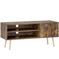 HOMCOM TV Stand up to 55 Inches, TV Unit with Open Shelves and Cable Holes - Brown(m-1)