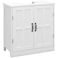 kleankin Móvel para Lavatório Pousar Armário para Casa de Banho com 2 Portas e Prateleira Interior Ajustável 60x30x60 cm Branco(m-10)
