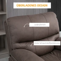 HOMCOM Fotel z Podnóżkiem do Relaksu, Obity Mikrofibrą w Wyglądzie Skóry, Konstrukcja Metalowa, Brązowy(m-5)