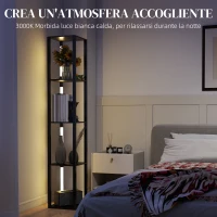 HOMCOM Lampada da Terra con 4 Ripiani, 3 Luminosità Regolabili e Interruttore a Pedale, 29x29x163 cm, Nero(m-6)