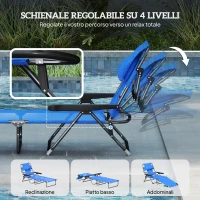 Outsunny Sdraio da Giardino Pieghevole con Schienale Regolabile, Cuscino e Foro per Viso, Blu Scuro(m-5)