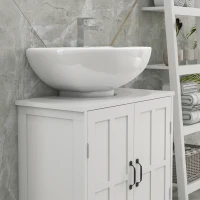 kleankin Móvel para Lavatório Pousar Armário para Casa de Banho com 2 Portas e Prateleira Interior Ajustável 60x30x60 cm Branco(m-8)