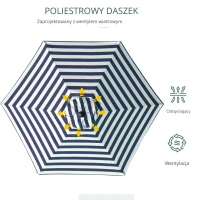 Parasol ogrodowy na zewnątrz park balkon rama stal niebieskie paski(m-6)