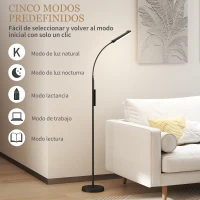 HOMCOM Lámpara de Pie LED Regulable con Temperaturas de Color Ajuste Continuo Control Remoto y Táctil Temporizador Negro(m-4)