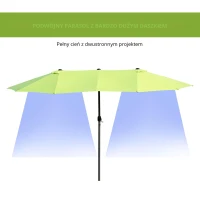 Outsunny Podwójny Parasol Ogrodowy, Parasol na Targi, Parasol Tarasowy z Korbką Ręczną Zielony Owalny 460 x 270 x 240 cm(m-4)