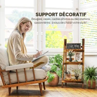 Outsunny Étagère à fleurs support plantes intérieur supports de pots porte plante 3 niveaux pliable bois de sapin 40 x 37 x 93 cm charge max. 40 kg pour intérieur, cour, terrasse, balcon(m-6)