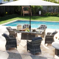 Outsunny Seven-Piece Rattan Dining Set - Grey(m-10)