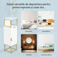 kleankin Dulap de Depozitare pentru Baie, Organizator de Baie pe Podea, Dulap de Lenjerie cu raft Deschis, Sertar si Dulap, Alb(m-7)