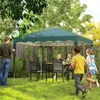Outsunny 3 x 3cm Adjustable Height Pop-Up Gazebo, with Bag - Green(m-2)