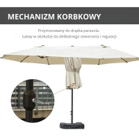 Outsunny podwójny parasol z podstawą, kremowy, 4,6 x 2,7 cm(m-5)