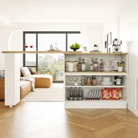 Multifunctional Bar Cabinet with Sliding Glass Doors, Versatile Storage, 360° Rotating Bar Table for Dining Room, 90L x 120W x 100H cm, White(m-8)