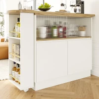 Multifunctional Bar Cabinet with Sliding Glass Doors, Versatile Storage, 360° Rotating Bar Table for Dining Room, 90L x 120W x 100H cm, White(m-10)